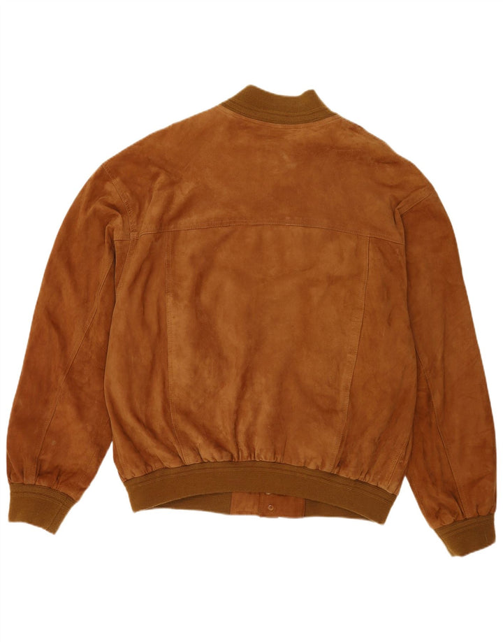 Giubbotto bomber vintage in pelle scamosciata da uomo IT 60 5XL in pelle marrone