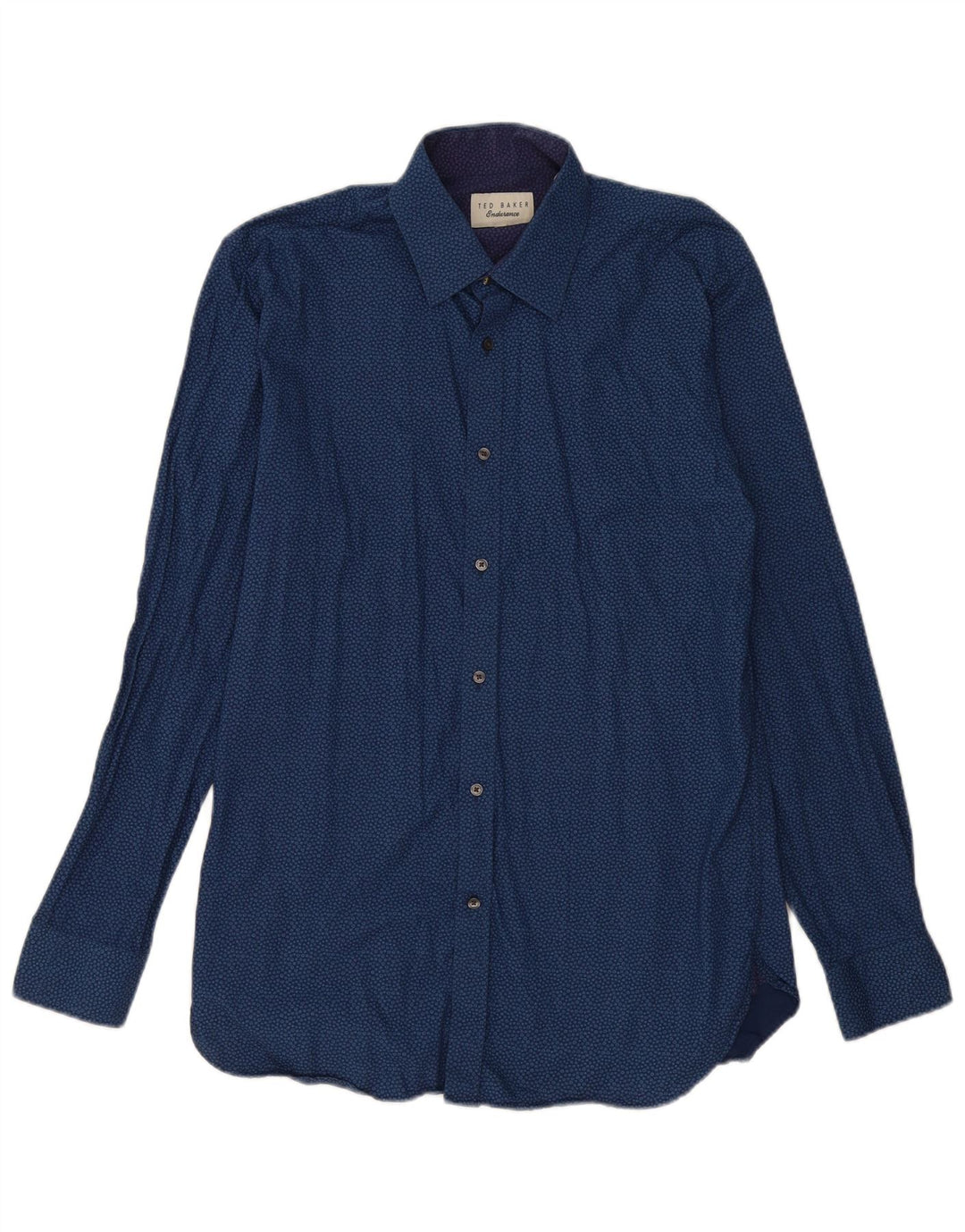 Ted Baker Camicia da uomo con motivo astratto taglia 15 1/2 medio blu navy