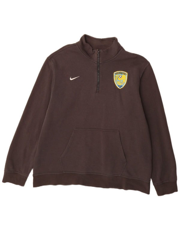Felpa Nike Uomo con zip e collo maglione XL in cotone grigio