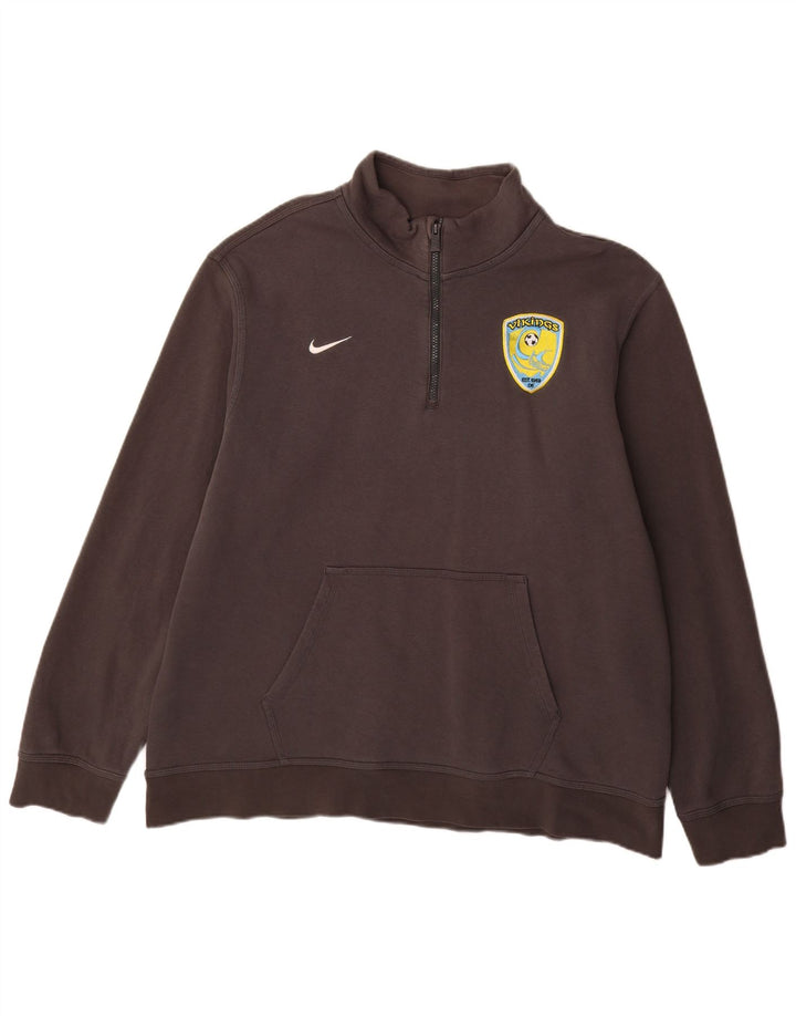 Felpa Nike Uomo con zip e collo maglione XL in cotone grigio