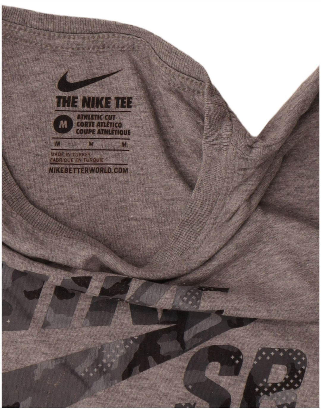 T-shirt grafica Nike da uomo con taglio atletico, cotone grigio medio
