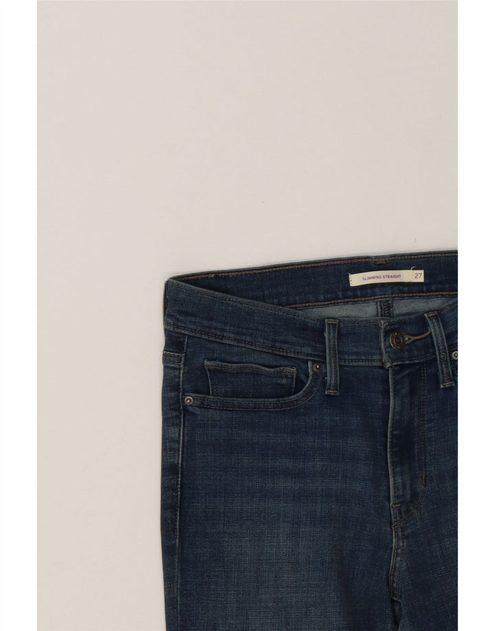 LEVI'S Womens Slimming Straight Jeans W27 L30 Blue Cotton Vintage Levi's and Second-Hand Levi's from Messina Hembry 