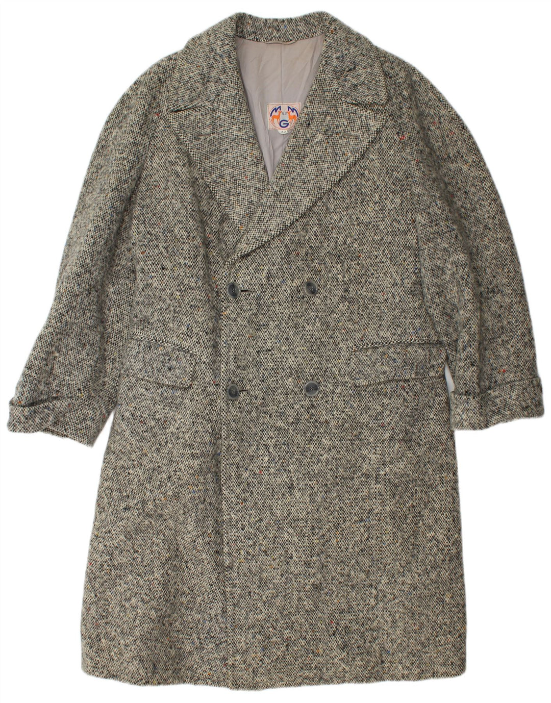 Cappotto Doppiopetto Donna VINTAGE IT 42 Grigio Medio Spinato
