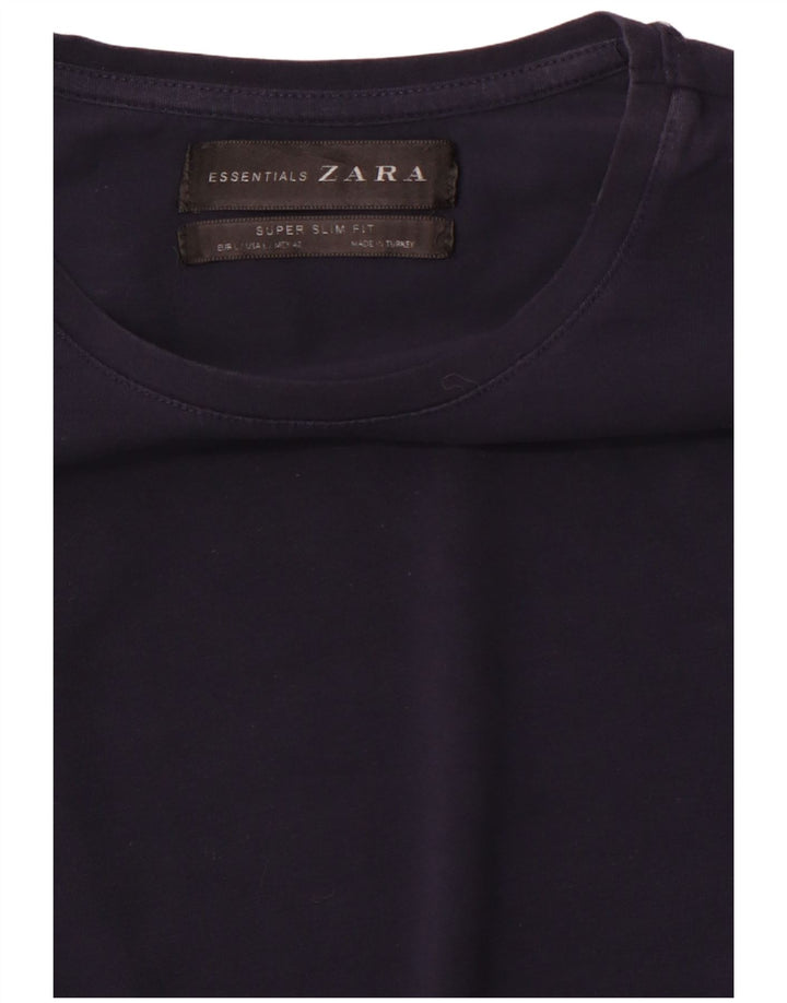 T-shirt Zara da uomo super slim fit, taglia grande, blu navy