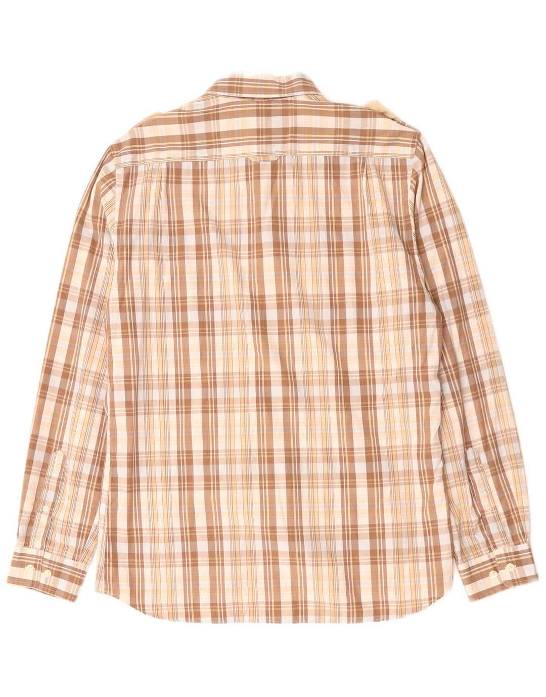 GANT Camicia militare aderente da uomo in cotone a quadri beige grande