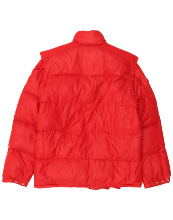 Giacca imbottita da uomo vintage UK 40 grande rossa in poliammide