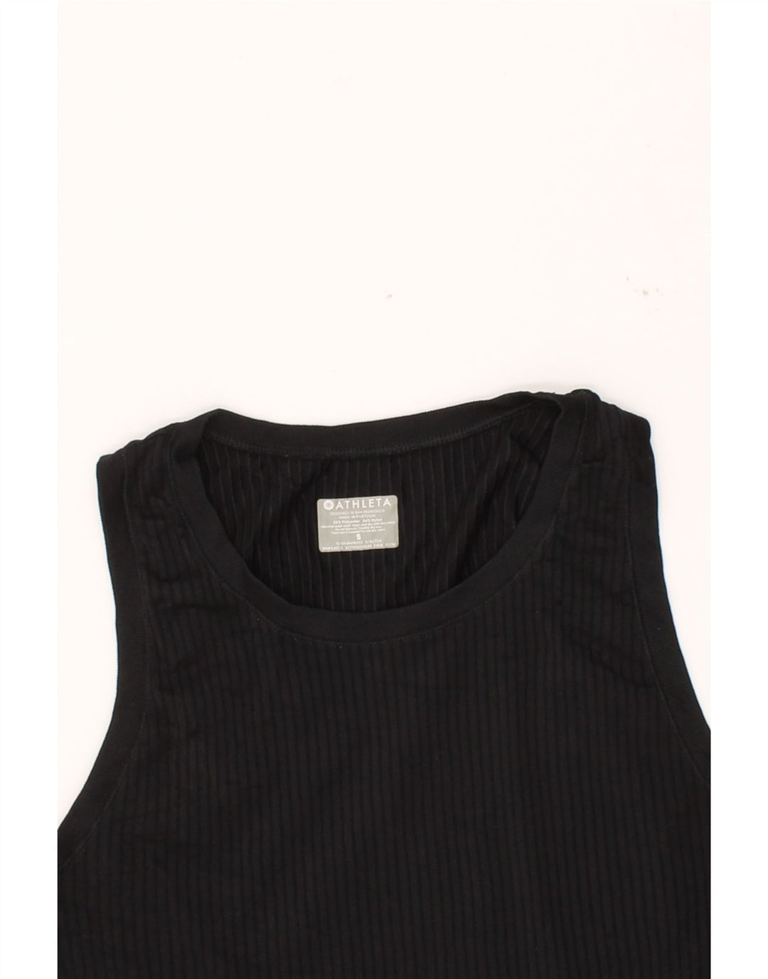 ATHLETA Womens Vest Top UK 10 Small Black Striped Polyester Vintage Athleta and Second-Hand Athleta from Messina Hembry 
