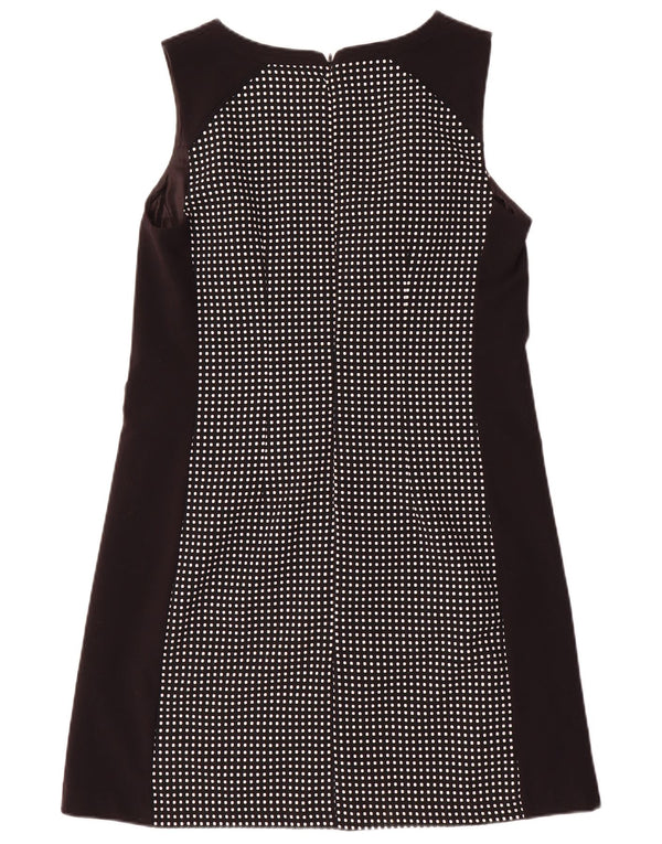 Abito a trapezio senza maniche da donna UK 12 Poliestere maculato nero medio