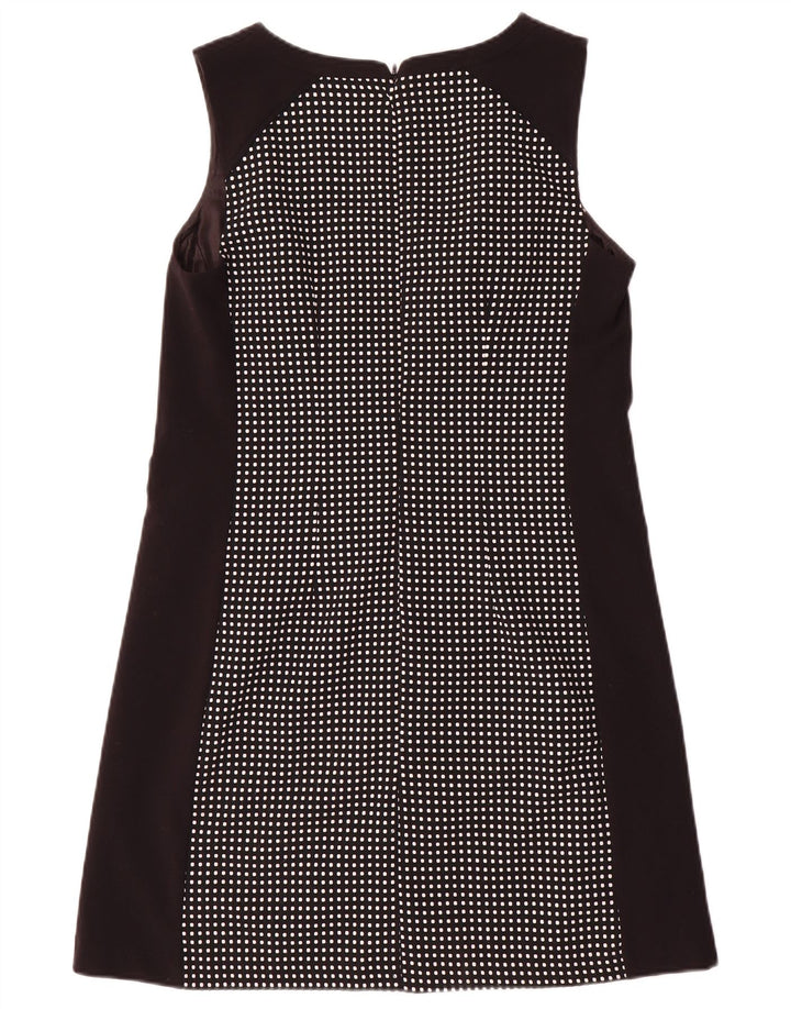 Abito a trapezio senza maniche da donna UK 12 Poliestere maculato nero medio