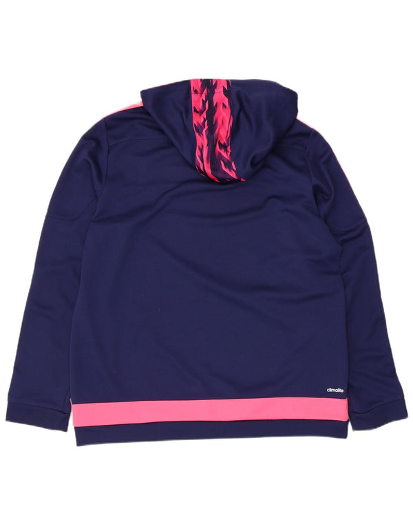 Maglione con cappuccio Adidas Climalite da donna UK 20/22 XL Blu navy Colourblock
