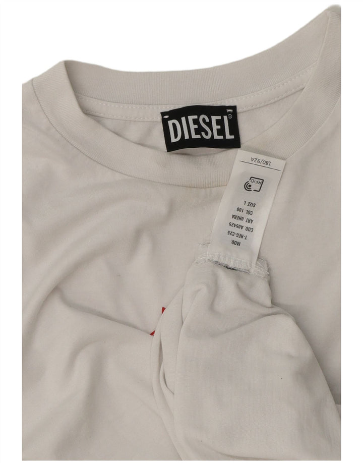 Diesel T-shirt grafica per ragazzi Top 13-14 anni Large bianca