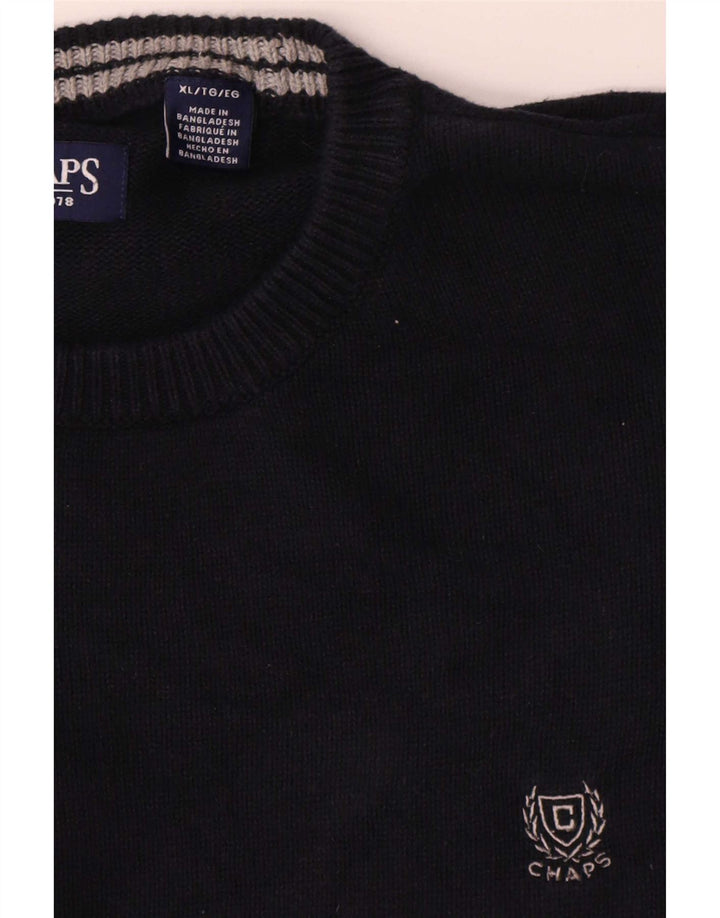 Maglione maglione girocollo da uomo Chaps XL in cotone nero