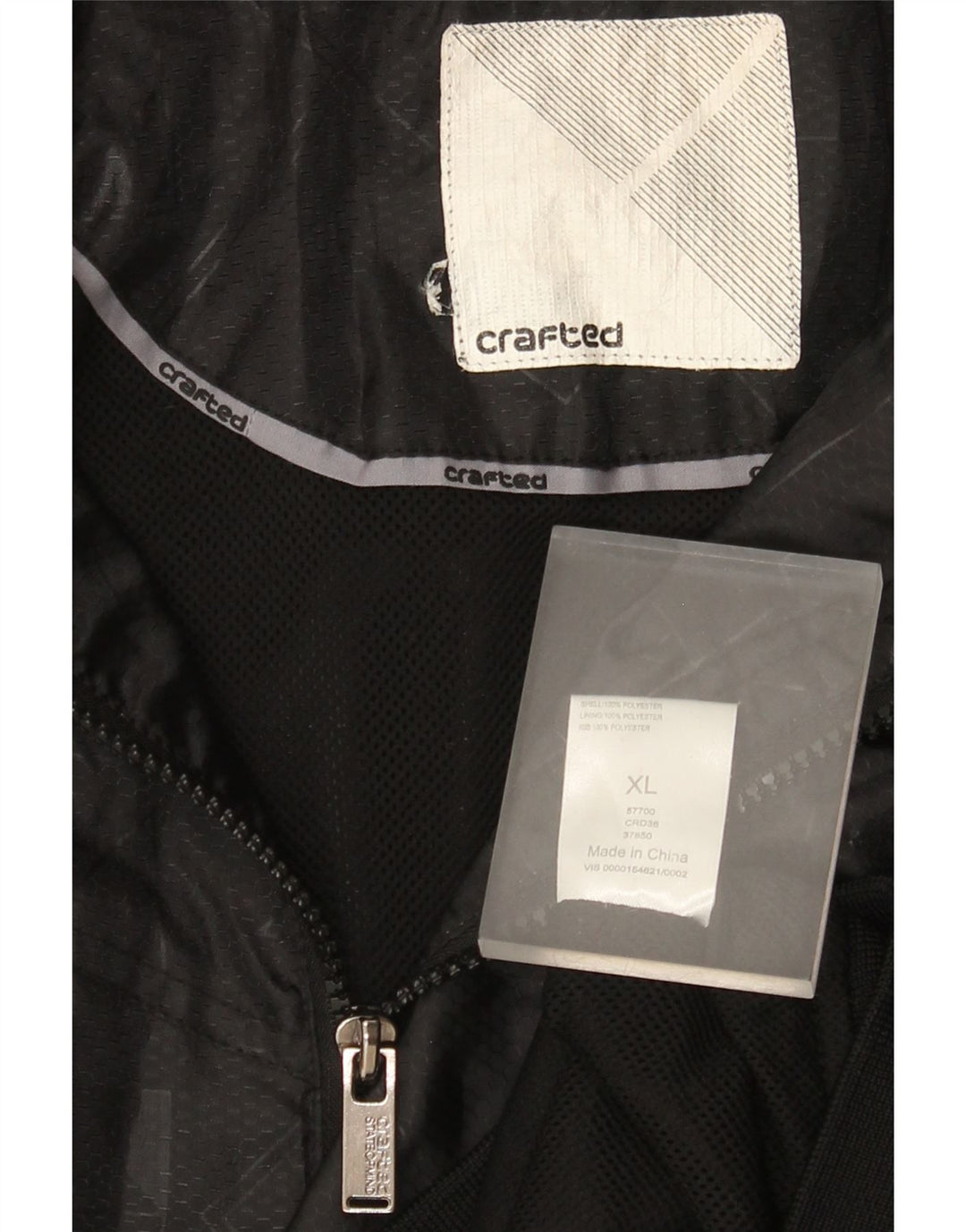 Bomber con cappuccio grafico da uomo vintage UK 42 XL Nero geometrico