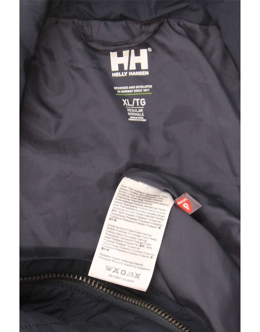 Giacca imbottita grafica da uomo Helly Hansen UK 42 XL poliestere blu navy