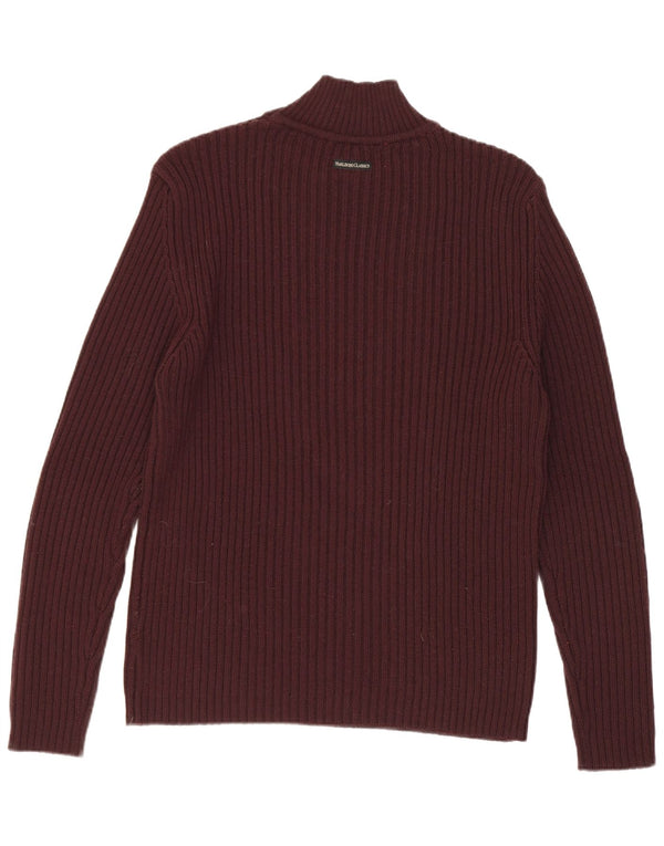 Marlboro Classics Maglione da uomo con collo alto e bordeaux medio
