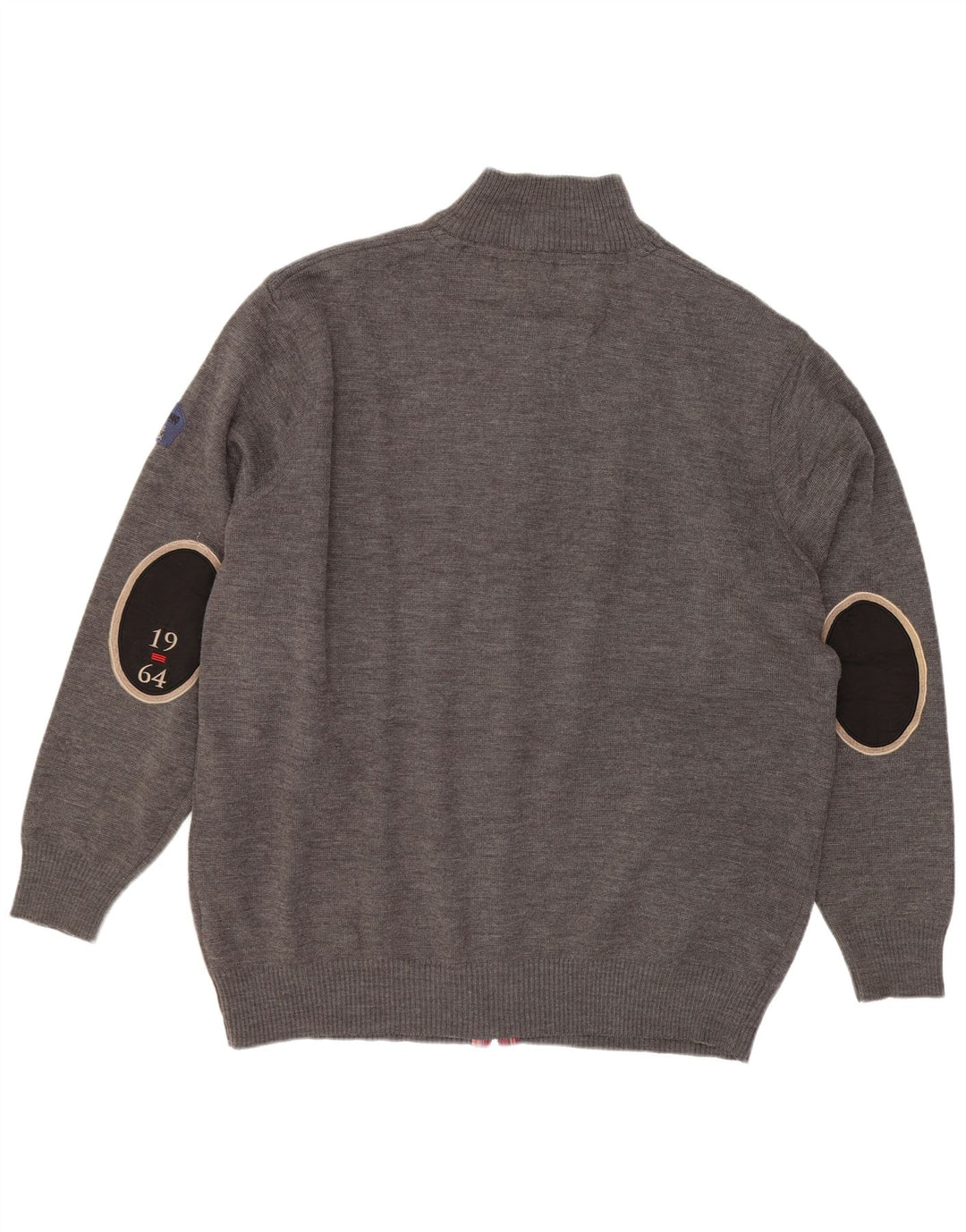 Maglione cardigan da uomo vintage 5XL lana merino grigia