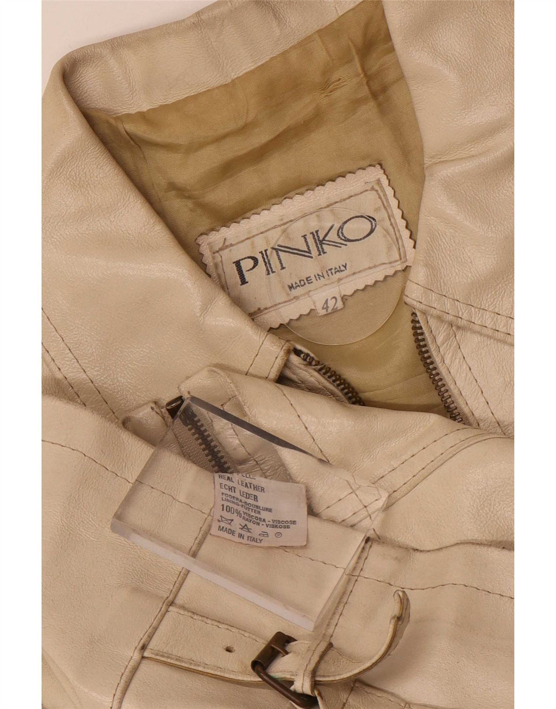 Giacca In Pelle Donna Pinko IT 42 Beige Medio