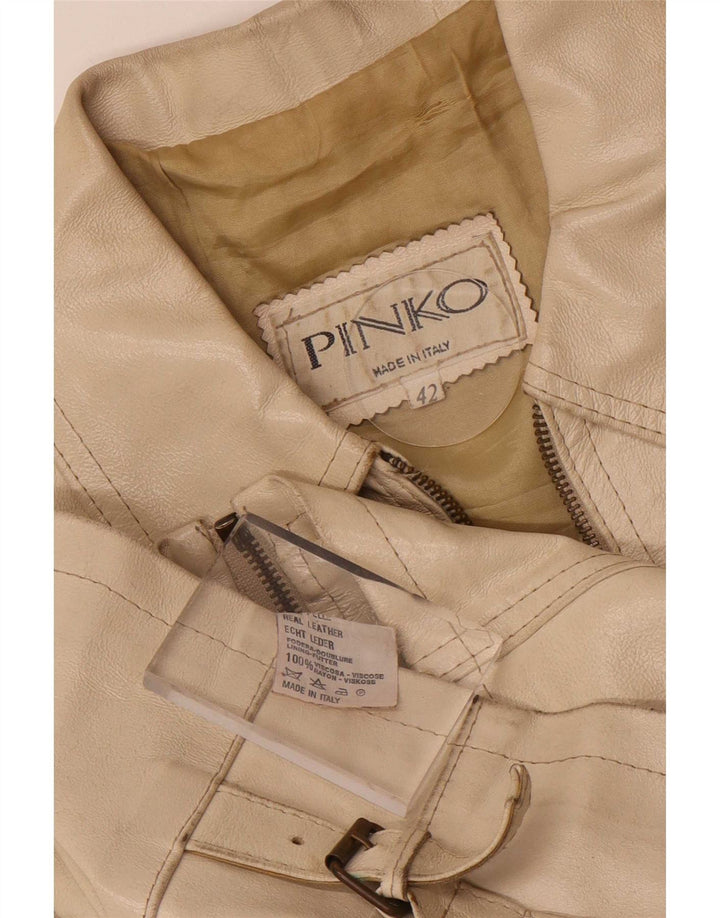Giacca In Pelle Donna Pinko IT 42 Beige Medio