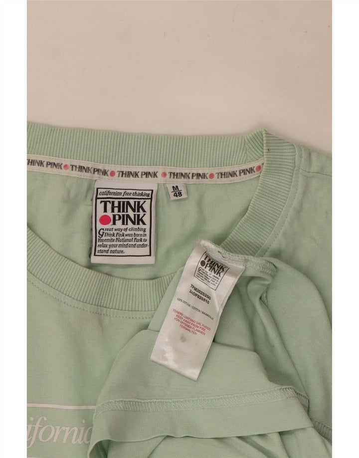 T-shirt grafica da uomo Think Pink Top IT 48 cotone turchese medio