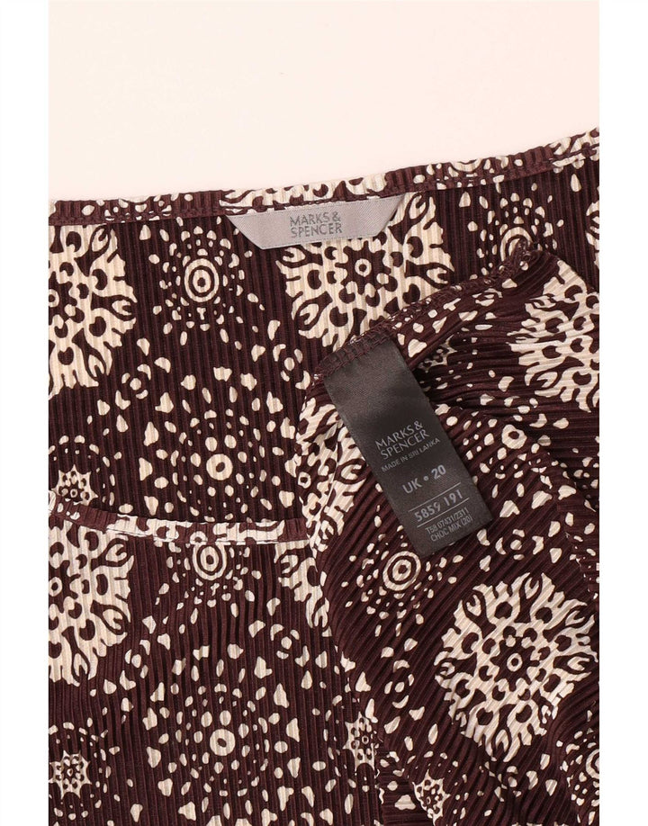 Marks & Spencer Top da donna con motivo astratto manica 3/4 UK 20 2XL Marrone