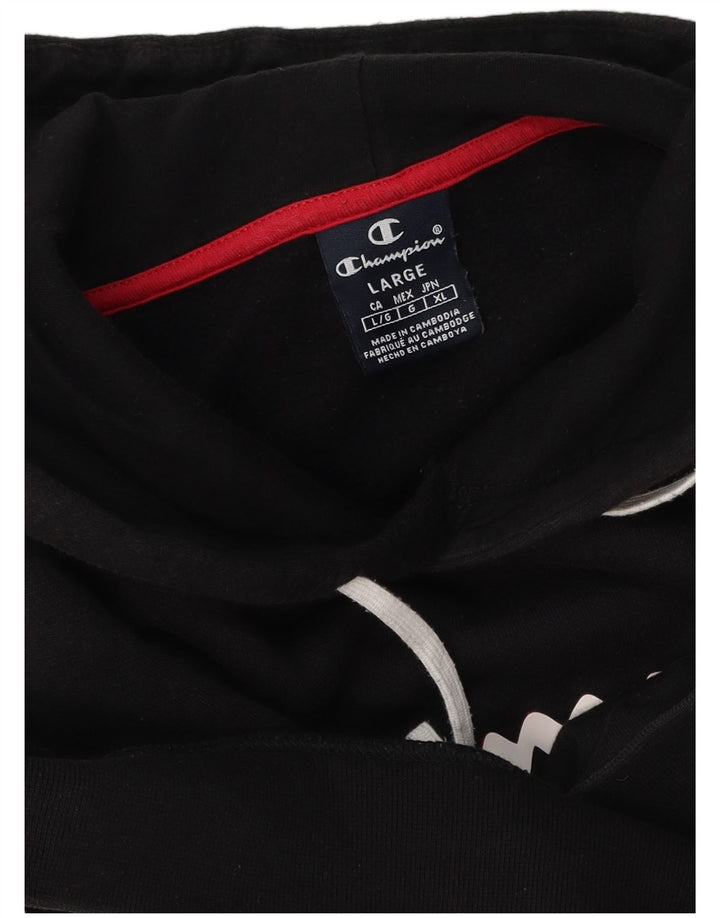 Felpa con cappuccio grafica da uomo Champion Large nera