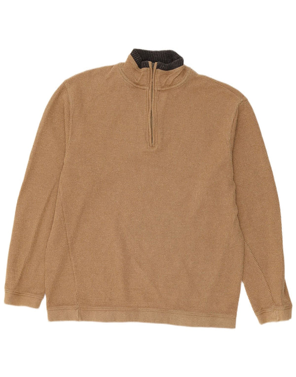 Watson's Womens Zip Neck Jumper Sweater IT 52/54 Large Beige Cotton