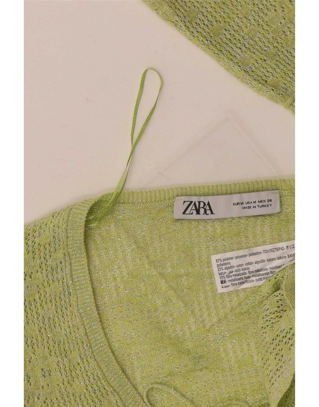 Top cardigan corto da donna Zara UK 12 poliestere verde medio