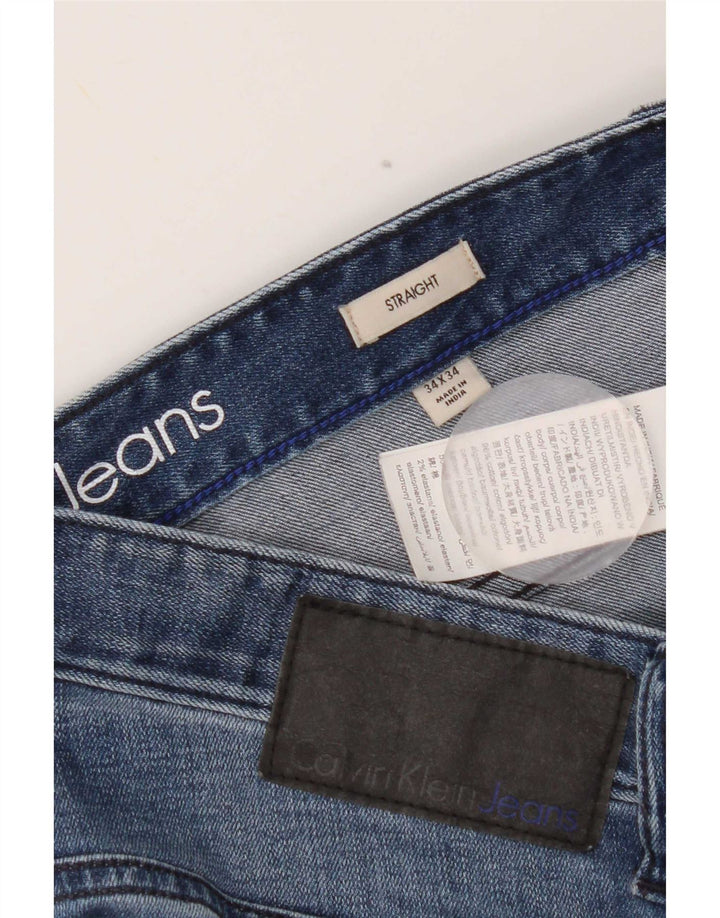 Jeans dritti invecchiati da uomo Calvin Klein W34 L34 cotone blu