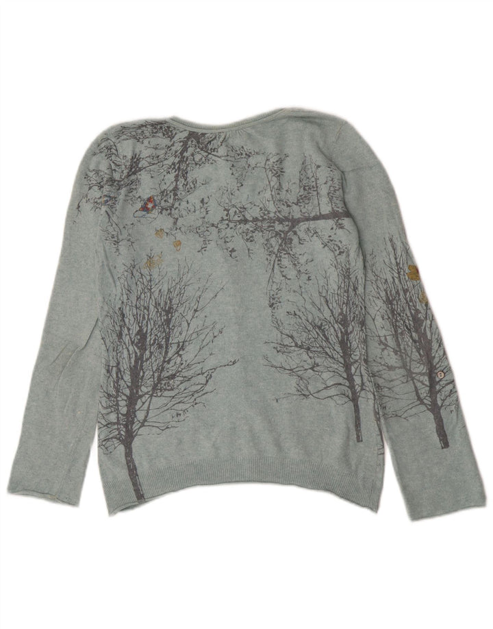 Maglione cardigan da donna White Stuff UK 12 Viscosa floreale blu medio