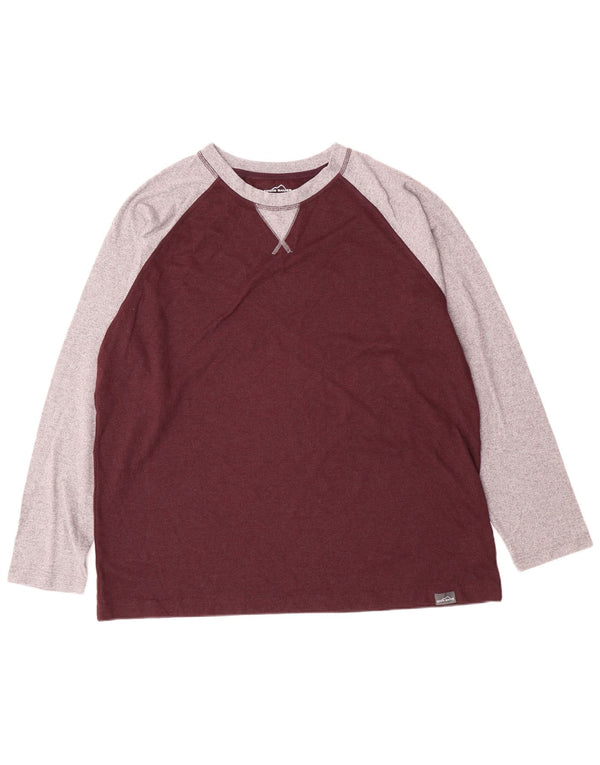 Eddie Bauer Maglia da uomo a maniche lunghe XL in cotone color block bordeaux