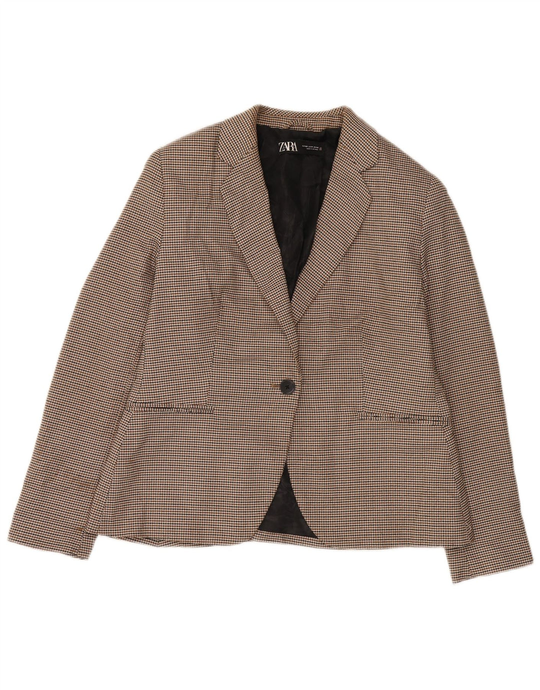 Giacca blazer a 1 bottone da donna Zara EU 42 grande pied de poule marrone