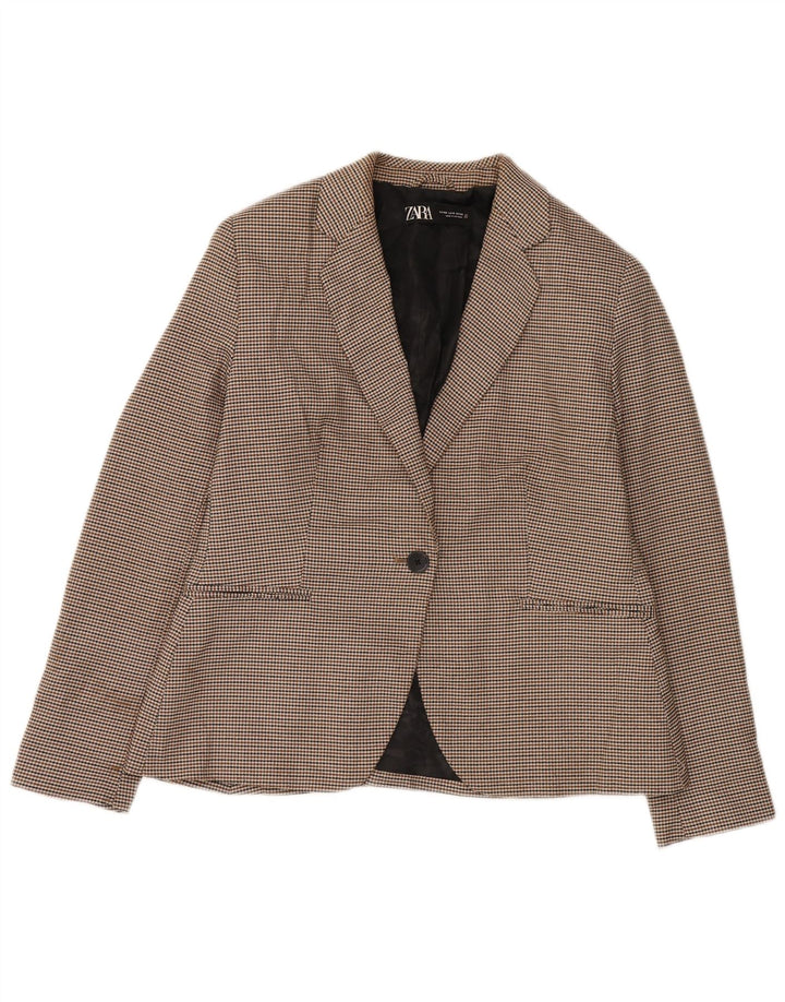 Giacca blazer a 1 bottone da donna Zara EU 42 grande pied de poule marrone