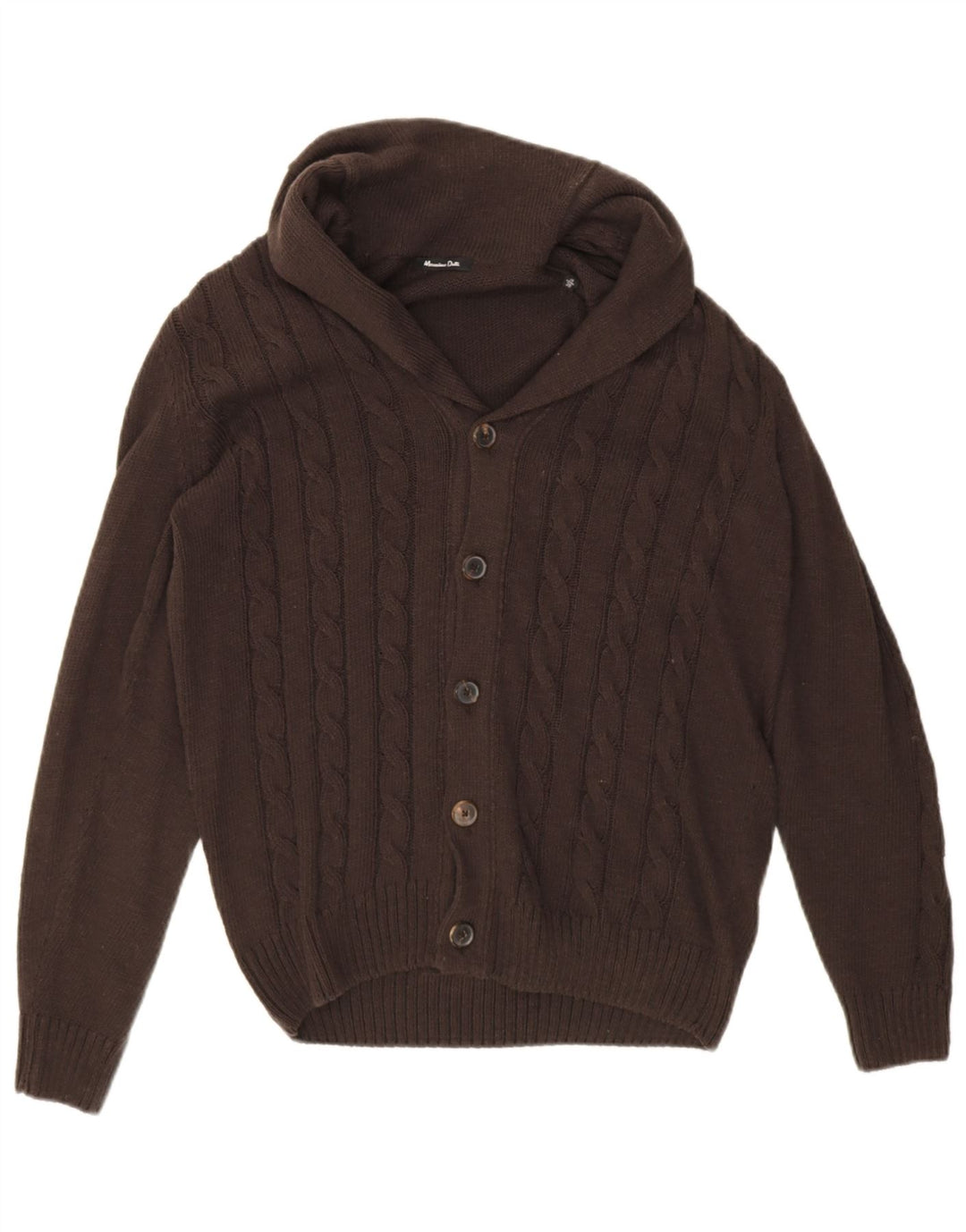 Maglione cardigan da uomo Massimo Dutti in cotone marrone medio