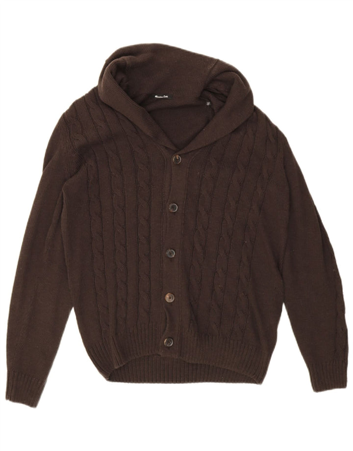 Maglione cardigan da uomo Massimo Dutti in cotone marrone medio