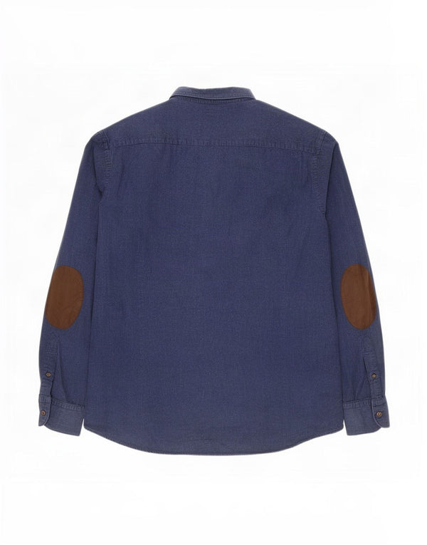 Camicia da uomo Massimo Dutti Large in cotone blu navy