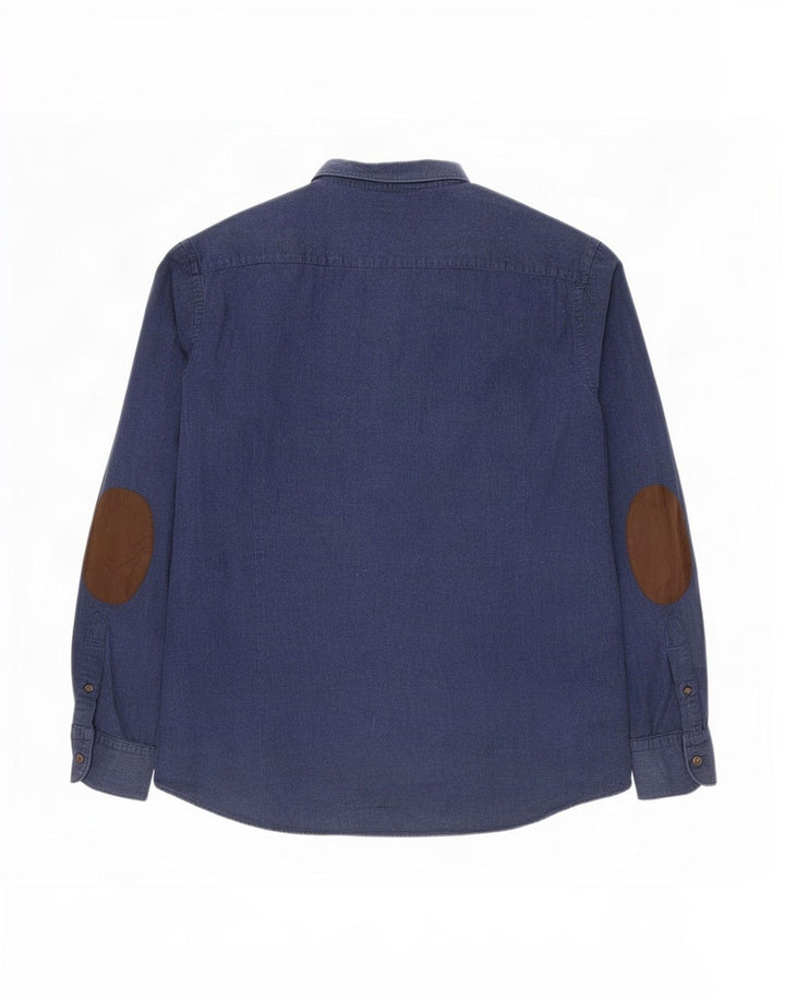 Camicia da uomo Massimo Dutti Large in cotone blu navy