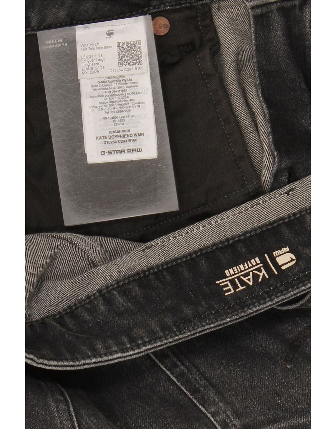 G-STAR Womens Kate Cropped Jeans W28 L24 Black Cotton