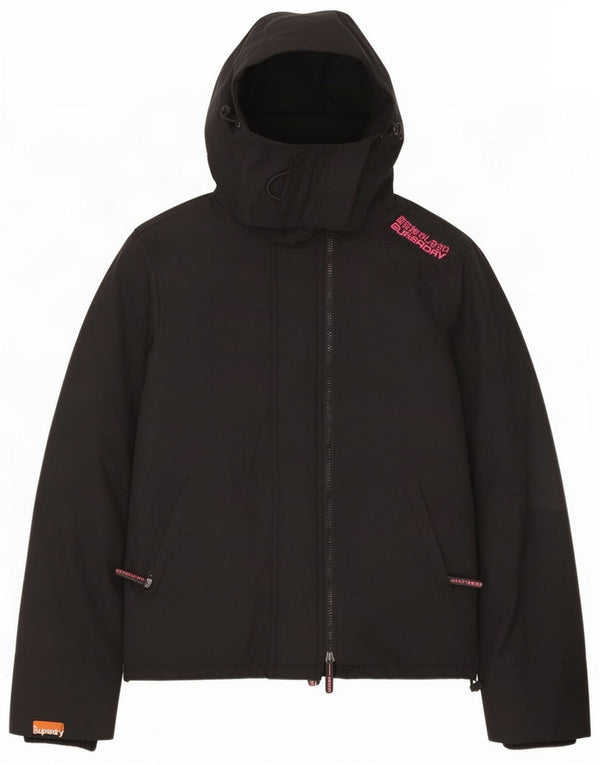 Giacca a vento con cappuccio da donna Superdry UK 14 nylon nero medio