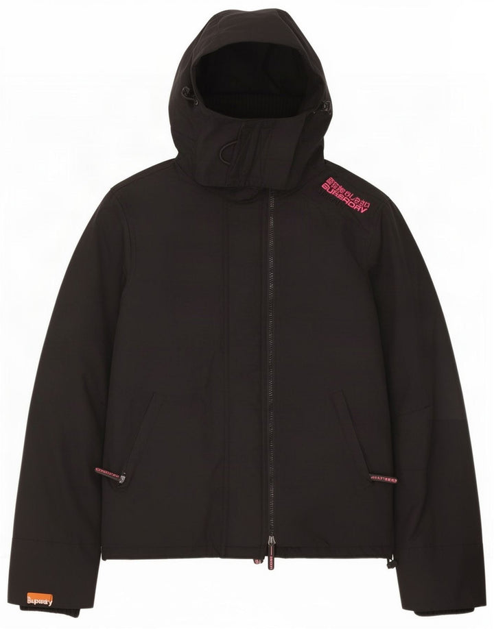 Giacca a vento con cappuccio da donna Superdry UK 14 nylon nero medio