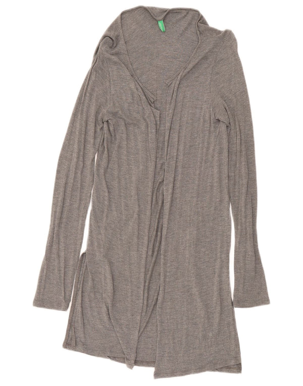 Top cardigan aperto a lunga linea da donna Benetton UK 8 piccolo grigio screziato