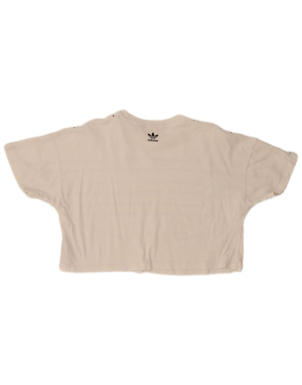 Adidas T-shirt grafica oversize corta da donna Top UK 8 Small Cotone bianco