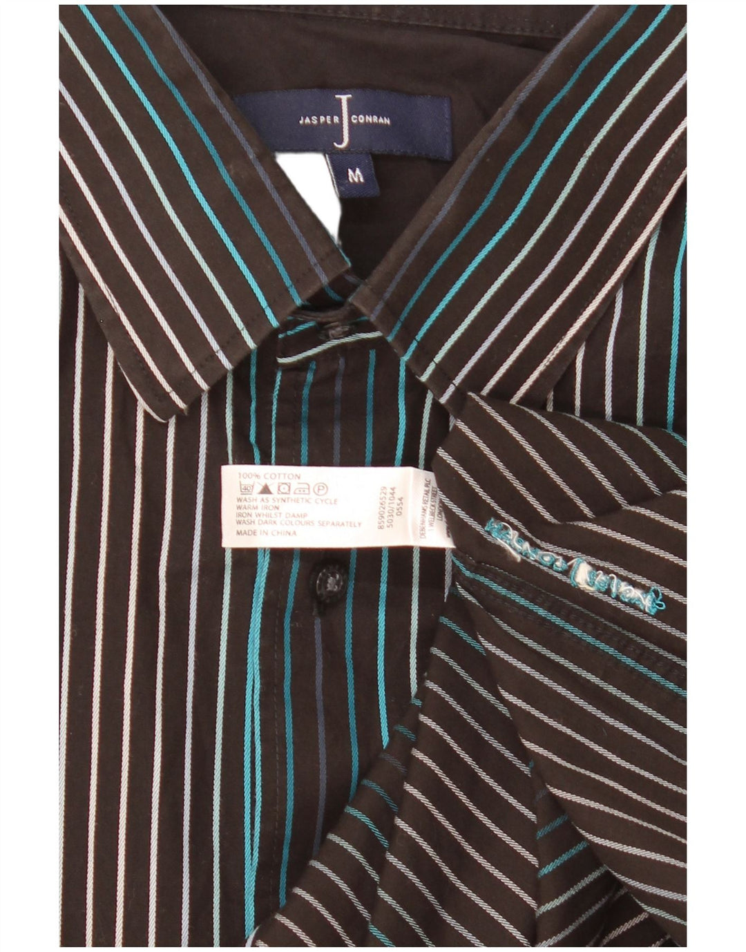 Camicia da uomo Jasper Conran in cotone a righe nere medie