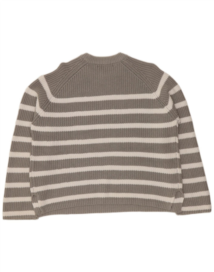 MARKS & SPENCER Maglione maglione girocollo da donna UK 16 Grandi righe grigie
