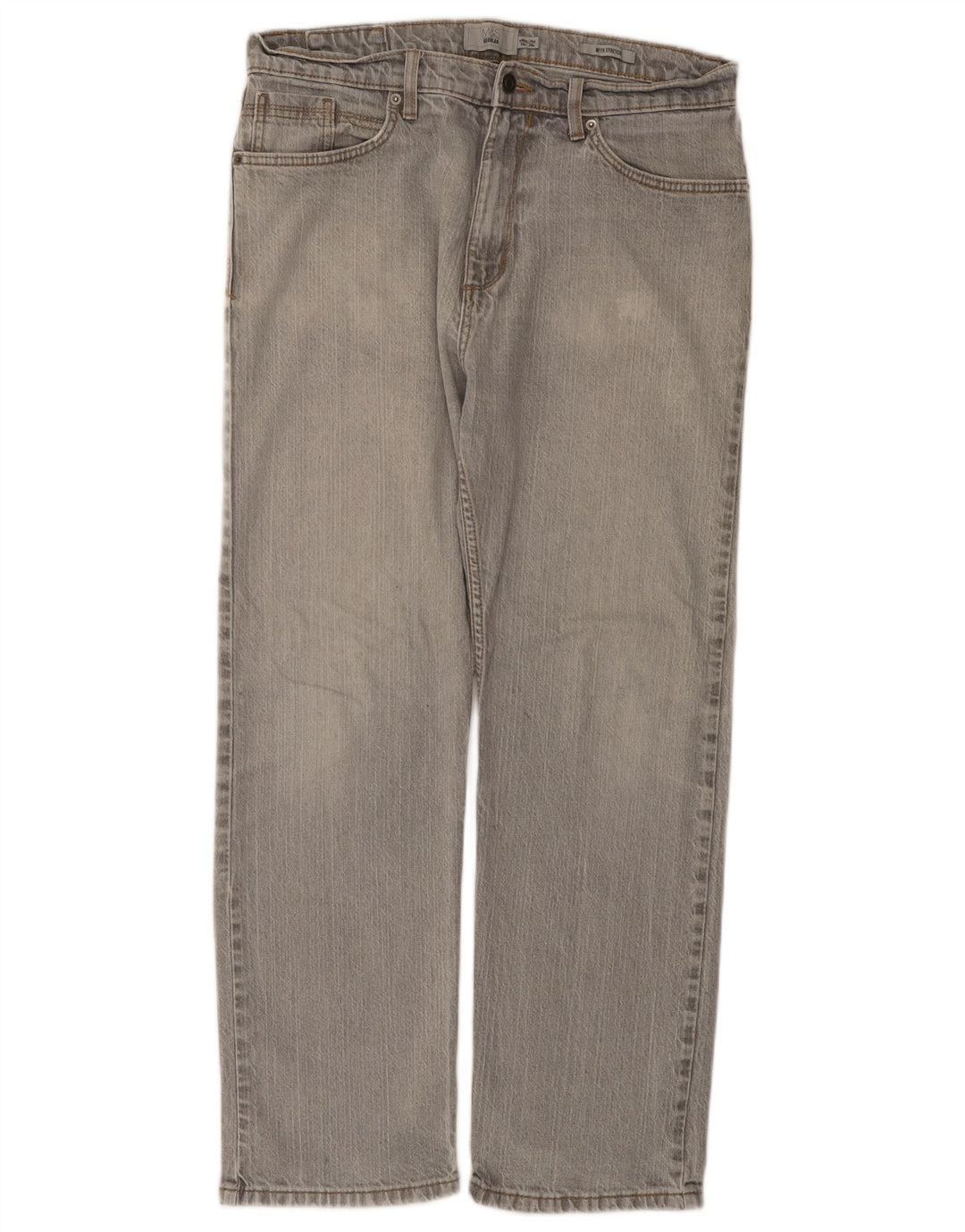 MARKS & SPENCER Jeans dritti da uomo vestibilità regolare W34 L29 cotone grigio