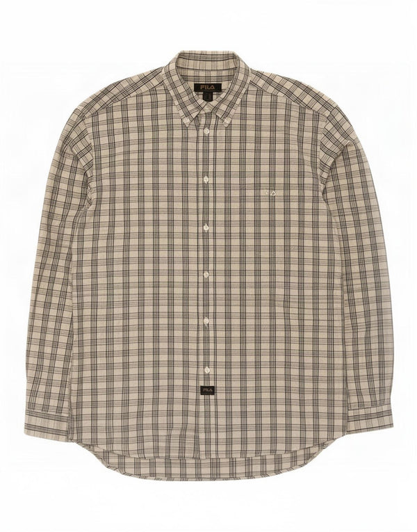 Camicia Fila da uomo 2XL in cotone a quadri bianchi