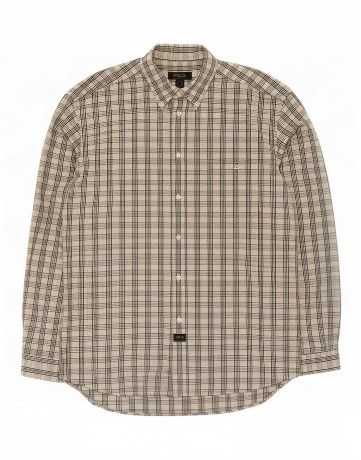 Camicia Fila da uomo 2XL in cotone a quadri bianchi