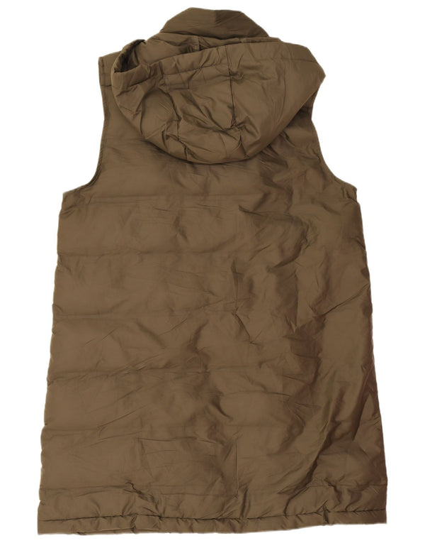 Gilet imbottito con cappuccio lungo da donna Zara UK 14 medio poliestere kaki