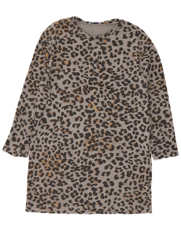 Abito T-shirt Trafaluc da donna Zara UK 12 grigio medio stampa animalier