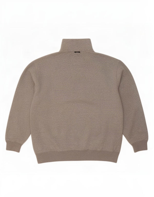 Felpa da uomo con collo con zip Nautica, maglione XL, cotone chiazzato grigio
