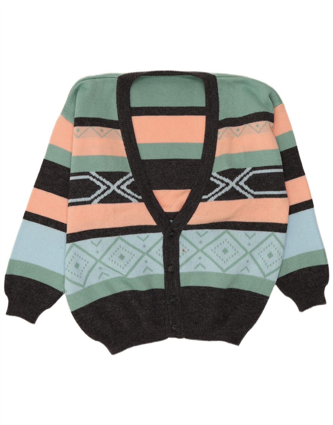 Maglione cardigan da uomo VINTAGE IT 52/54 Grande Fair Isle multicolore